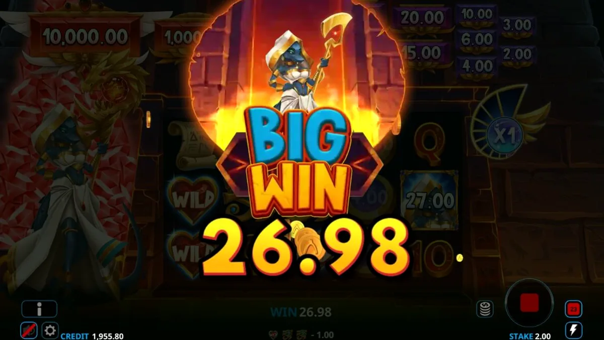 Ammit Hellfire slot machine interface featuring Egyptian goddess theme