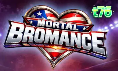 Interface do jogo de slot Mortal Bromance com personagens caricatos
