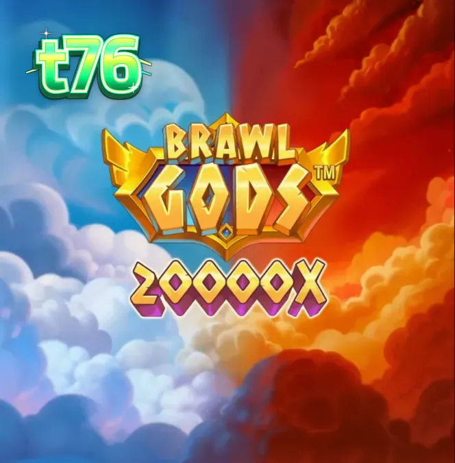 Interface de jogo do slot Brawl Gods com design de tela dividida entre Zeus e Hades